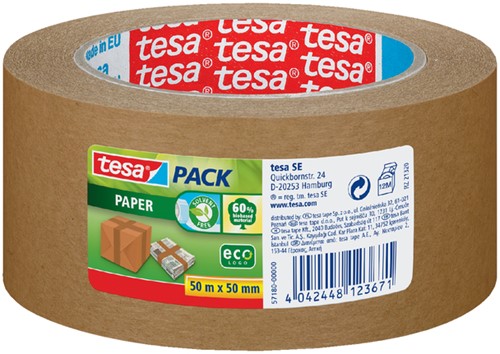 Verpakkingstape Tesa 50mmx50m papier 57180 bruin