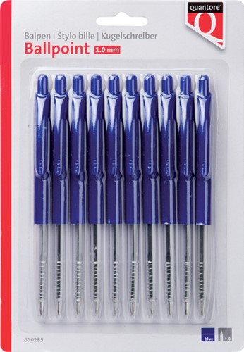 Balpen Quantore met drukknop blauw pk/10