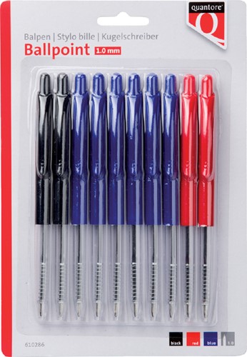 Balpen Quantore met drukknop assorti pk/10