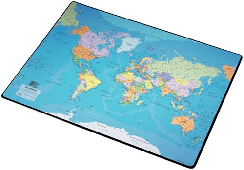 Onderlegger Esselte 40x53cm met wereldkaart Nederlands 