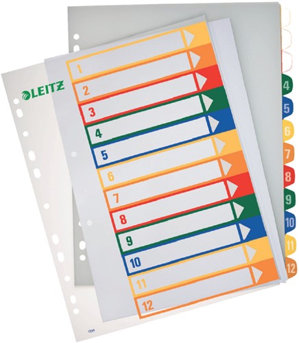 Tablad Leitz WOW index printbaar PP A4+ 1-12