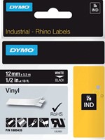 Dymotape Rhino Vinyl 12mm wit op zwart 1805435