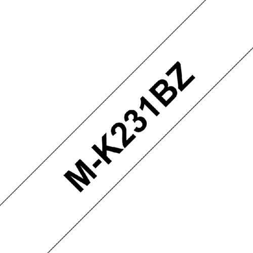 Brothertape MK-231BZ 12mm zwart op wit 