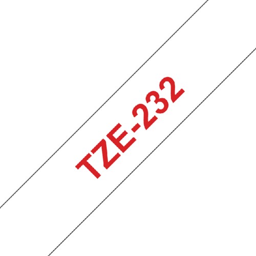 Brothertape TZE-232 12mm rood op wit -2