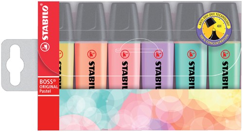 Tekstmarker STABILO Boss Original 70/6 pastel assorti pk/6
