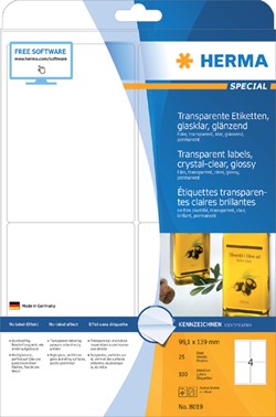 Herma transparante etiketten glashelder voor laserprinter