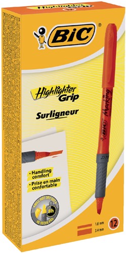 Tekstmarker Bic grip oranje-2