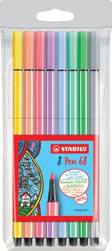 Viltstift STABILO Pen 68 pastel assorti pk/8