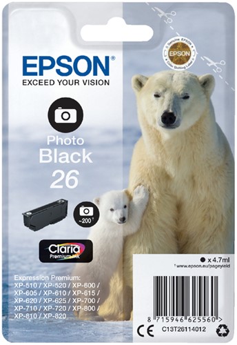 Inkcartridge Epson T2611 26 foto zwart