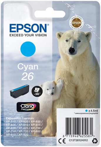 Inkcartridge Epson T2612 26 cyaan