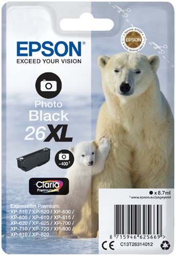 Inkcartridge Epson T2631 26XL foto zwart