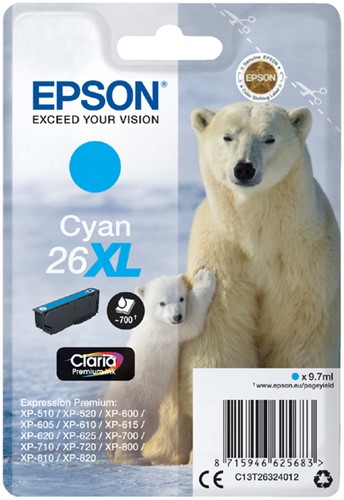 Inkcartridge Epson T2632 26XL cyaan
