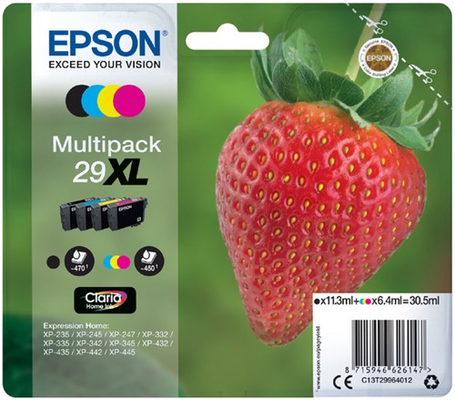 Inkcartridge Epson T2996 29XL zwart + 3 kleuren