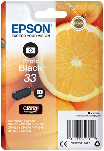 Inkcartridge Epson T3341 33 foto zwart