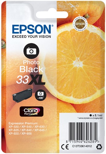 Inkcartridge Epson T3361 33XL foto zwart