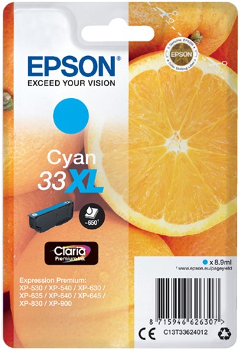 Inkcartridge Epson T3362 33XL cyaan
