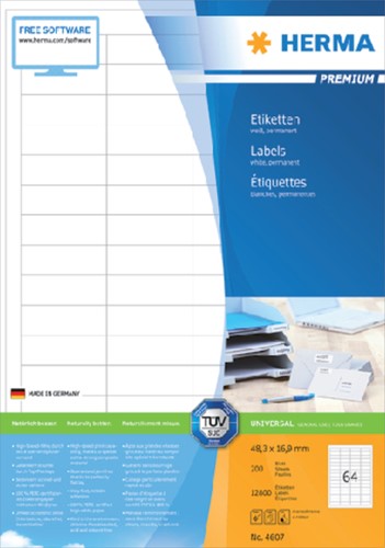Etiket A4  48,3x 16,9mm Herma 4607 Premium ds/12800