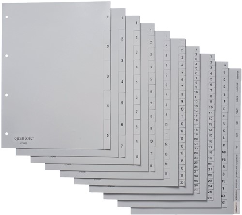 Tabbladen A4 1-12 4g. grijs pp Quantore-2