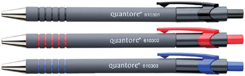 Balpen Quantore rubbergrip drukknop blauw-2