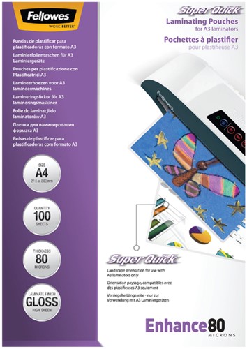 Lamineerhoes Fellowes A4 Superquick 2x80micron ds/100-3