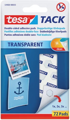 Kleefpad Tesa Tack transparant 72 stuks