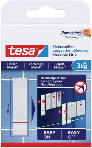 Powerstrip Tesa voor tegels en metaal 3kg pk/6