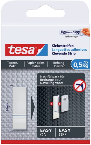 Powerstrip Tesa voor behang en pleisterwerk 0.5kg pk/9
