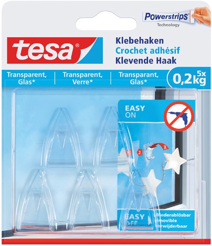 Klevende haak Tesa transparant 0.2kg pk/5