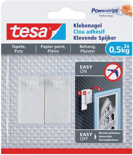 Klevende spijker Tesa voor behang en pleisterwerk 0.5kg pk/2 