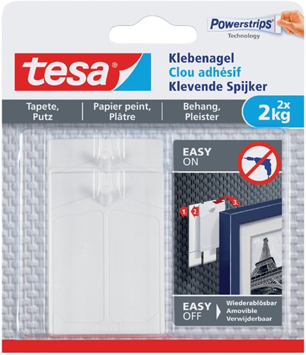 Klevende spijker Tesa voor behang en pleisterwerk 2kg pk/2 