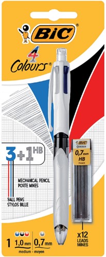 Balpen BIC 3 kleuren met vulpotlood HB 0,7mm