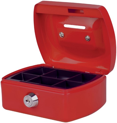 Geldkist 125x95x60mm met gleuf rood