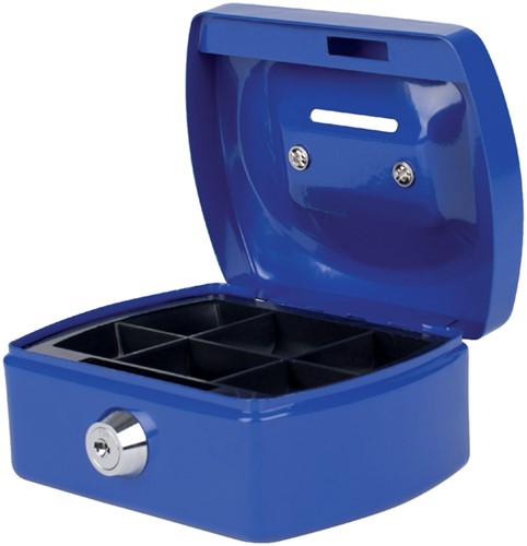 Geldkist 125x95x60mm met gleuf blauw