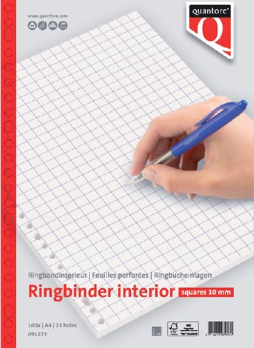 Ringbandinterieur A4 23r Quantore ruit 10mm pak/100