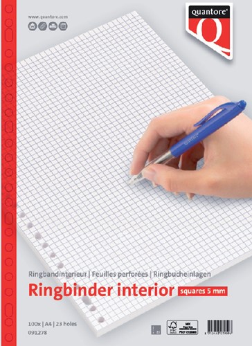 Ringbandinterieur A4 23r Quantore ruit 5mm pak/100