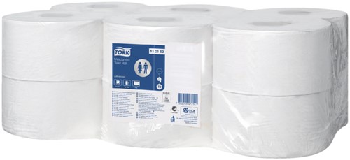 Toiletpapier Tork T2 1-laags wit advanced 110161 ds/12-2
