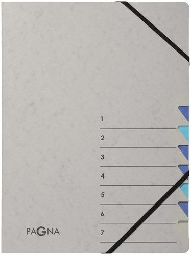 Sorteermap Pagna Easy 7tab A4 PP grijs/blauw