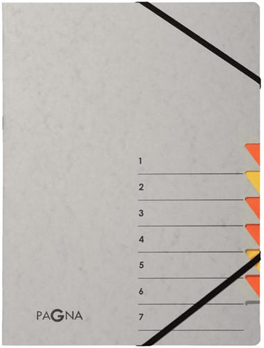 Sorteermap Pagna Easy 7tab A4 PP grijs/oranje