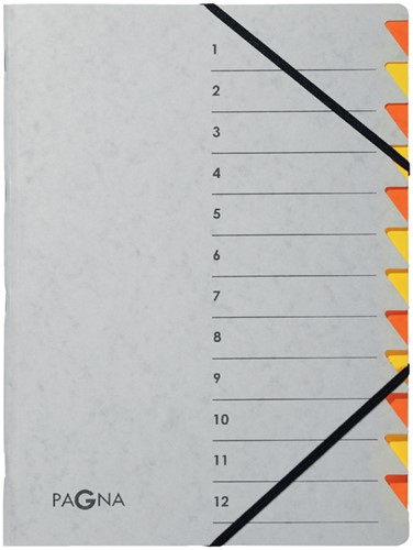 Sorteermap Pagna Easy 12tab A4 PP grijs/oranje
