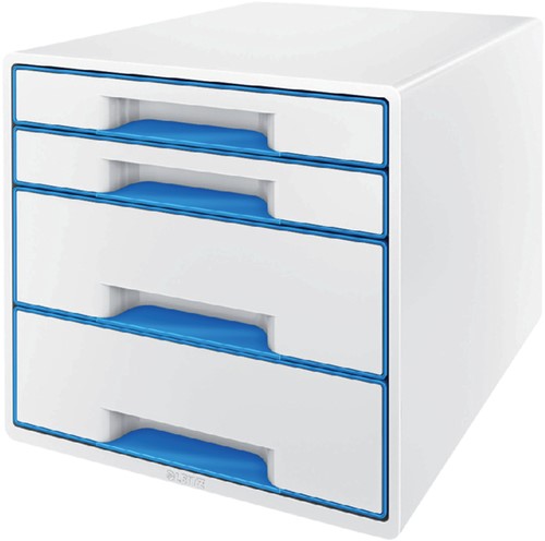 Ladekastje Leitz WOW 4 laden wit/blauw