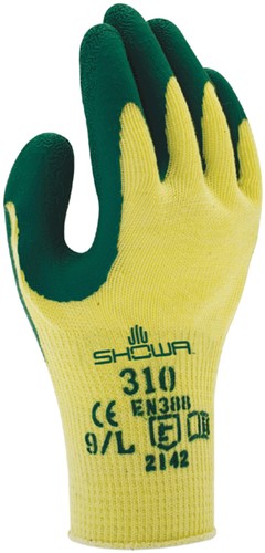 Handschoen Showa 310 grip latex groen/geel 8/medium
