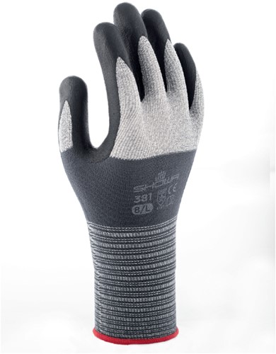 Handschoen Showa 381 grip nitril grijs 8/medium