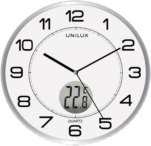 Wandklok Unilux Tempus radio controlled Ø30,5cm lichtgrijs 