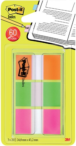 Indextabs 3M Post-it 680OLP assorti 3x20stuks