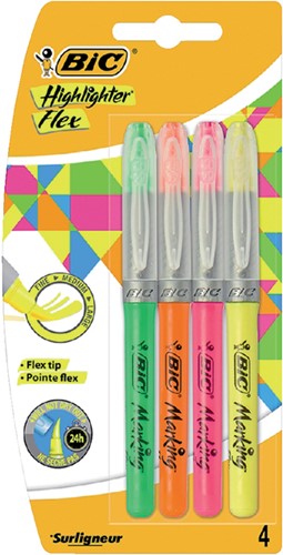 Markeerstift Bic Flex assorti pak/4