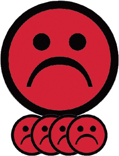 Magneet TNP smiley 50mm emotie bedroefd rood pk/5