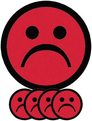 Magneet TNP smiley 75mm emotie bedroefd rood pk/5