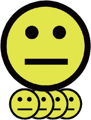 Magneet smiley 25mm emotie neutraal geel pk/5