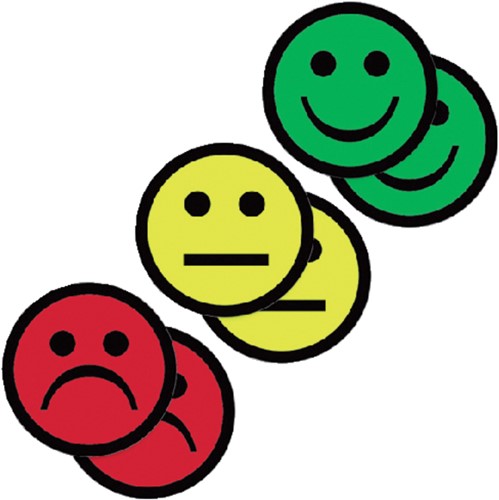 Magneet smiley 25mm 2x geel 2x groen 2x rood pk/6