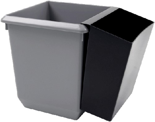 Papierbak kunststof vierkant taps 21L 31cm hoog grijs-2